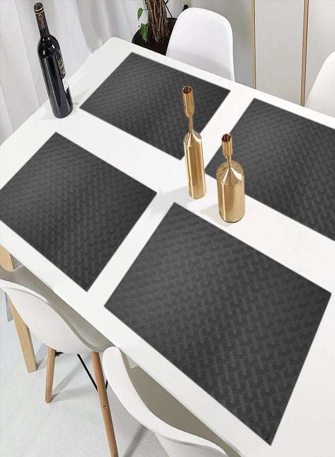 ElastPro Placemat Set of 4 Heat-Resistant Place Mats Stain Resistant Washable, Dining Table and Fridge Mat (Diagonal Pattern, Black) - Image 3